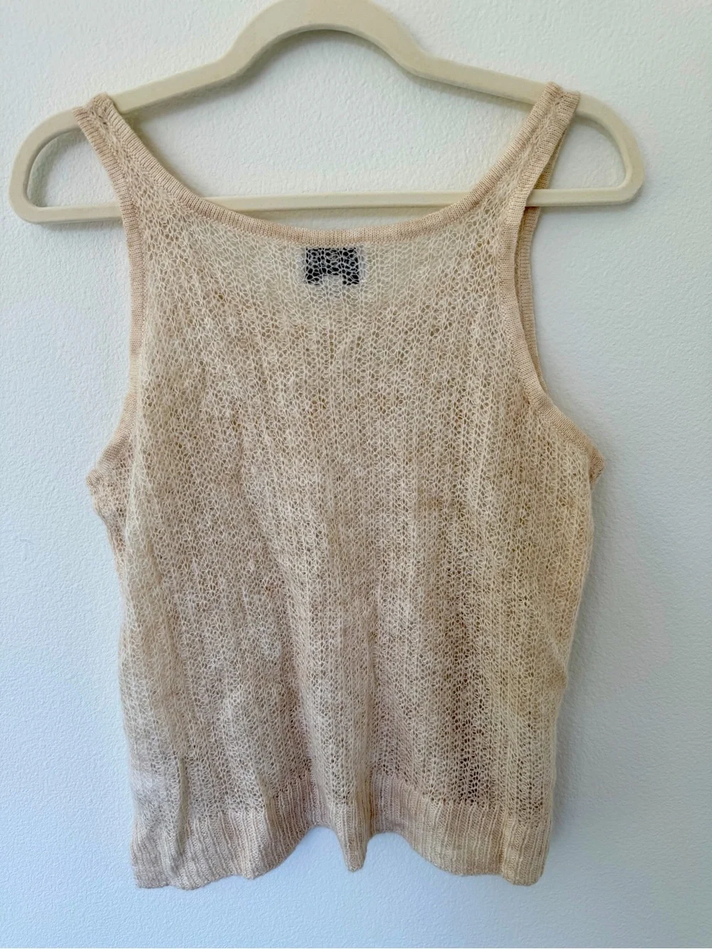 J.Crew Collection Embellished Sequin Pointelle Sweater Tank Beige Size Medium